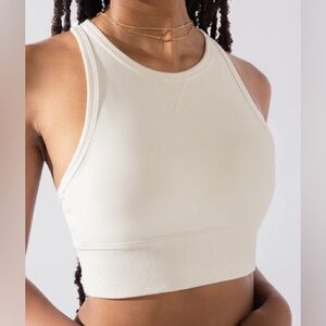 Sweat Sesh Crop Top in cream by Popflex